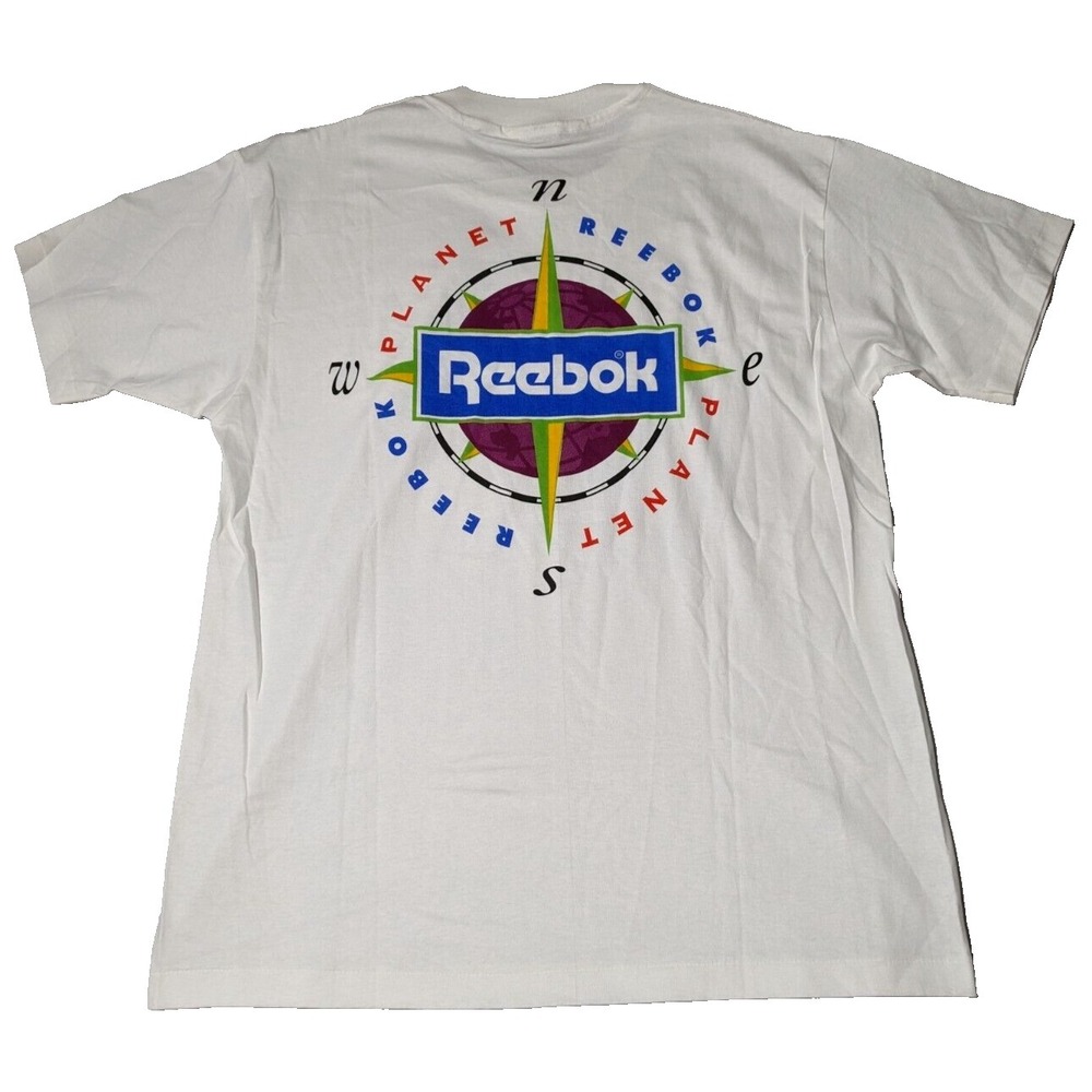 VTG PLANET REEBOK ITS OUT THERE Men XL White Single Stitch T-Shirt MADE USA EUC